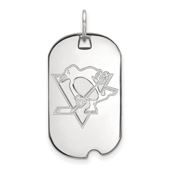 14k White Gold NHL Pittsburgh Penguins Dog Tag Pendant